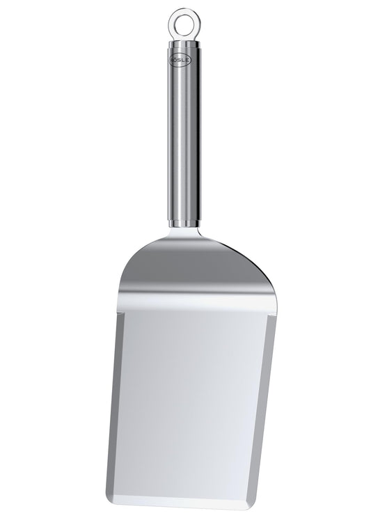 RÖSLE Plancha-Spatula wide, high-quality grill spatula with rounded corners for turning meat and vegetables, stainless steel 18/10, dishwasher safe, silver-colored