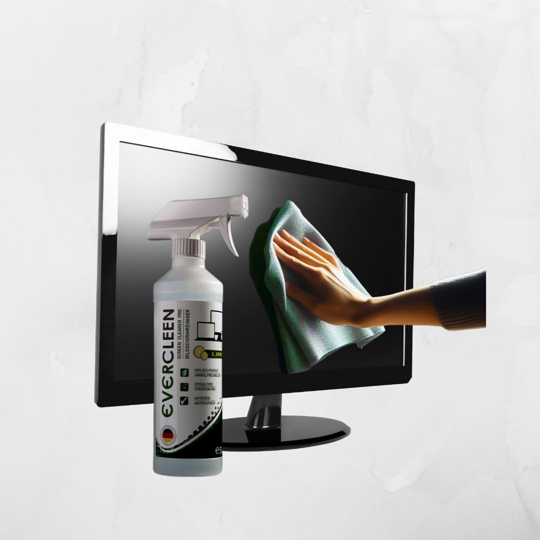 EVERCLEEN 2 GO Made in Germany Screen Cleaner Pro + EVERCLEEN Screen Cleaner 500ml + Refill + 4in1 Cleaning Tool + Microfiber Cloth Vegan Cleaner. For tablet displays smartphones