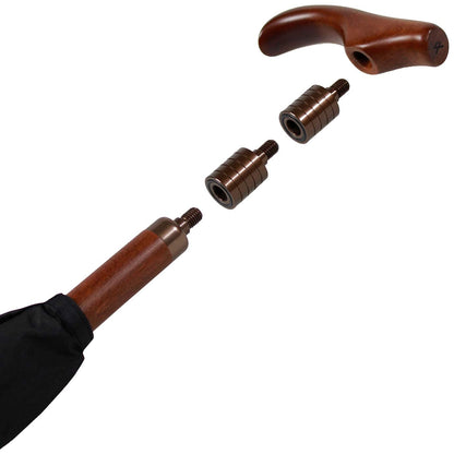 iX-brella support umbrella adjustable height with wooden handle - black