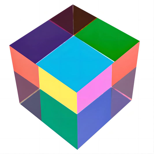 ECBANLI CMY Color Cube, 70mm (2.75 inches) mix colorful Cmycube acrylic prism, RGB dispersion color physics toy and desktop decor.