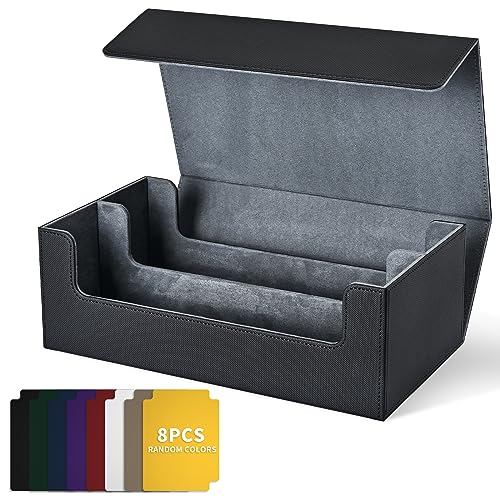UAONO Collectible Card Storage Boxes for 1200+ cards, Premium Magnetic Deck Boxes, Leather Deck Case with Dividers, Trading Card Deck Boxes for TCG Magic the Gathering YuGiOh Cards (Black)