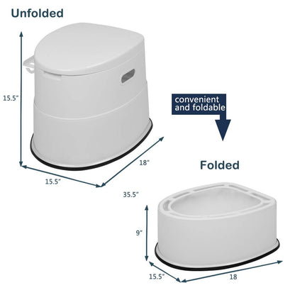 LEADZM Camping Toilet Portable Travel Toilet with Seat, Lid, and Toilet Paper Holder (White)