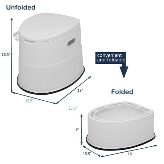 LEADZM Camping Toilet Portable Travel Toilet with Seat, Lid, and Toilet Paper Holder (White)
