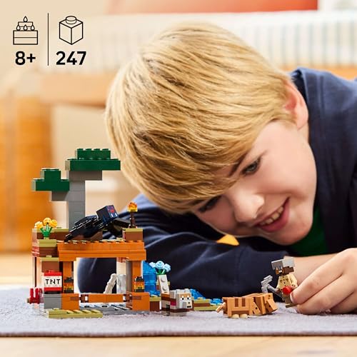 LEGO Minecraft The Armadillo Mine Expedition - Interactive gaming toy with cave spider and wolf figures - TNT function - Gaming gift for boys and girls ages 8 and up - 21269