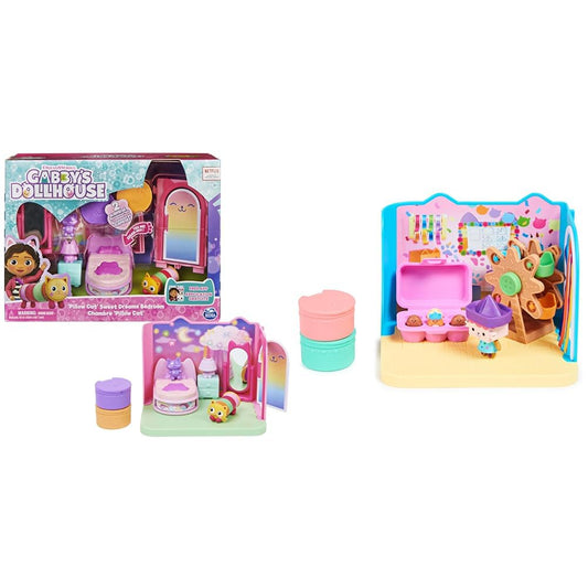 Gabby's Dollhouse Deluxe Room, Sweet Dreams, bedroom with cuddly cat & Deluxe Room, Craft-a-riffic Room, craft room with Baby Box