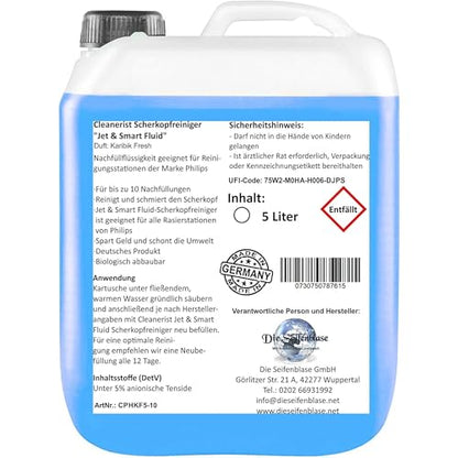 5 liters in canister shaving head cleaner CleaneristJet & Smart Fluid cleaning liquid Compatible-replacement with Philips shaver series 5000/7000/8000/9000 with tap.
