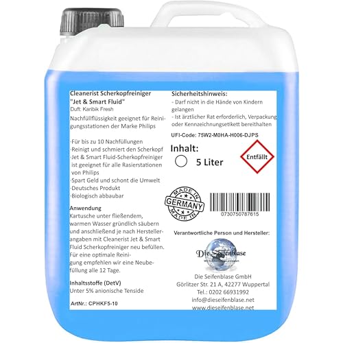 5 liters in canister shaving head cleaner CleaneristJet & Smart Fluid cleaning liquid Compatible-replacement with Philips shaver series 5000/7000/8000/9000 with tap.