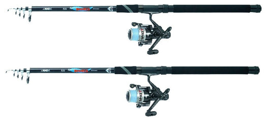 2 x Jenzi Allround pike carp perch trout telescopic rod with reel and line NEW! Fishing set