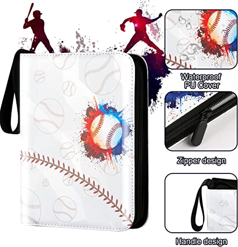 4-pocket baseball trading card album with zipper, compatible with various cards, 50 pages 400 cards (white)