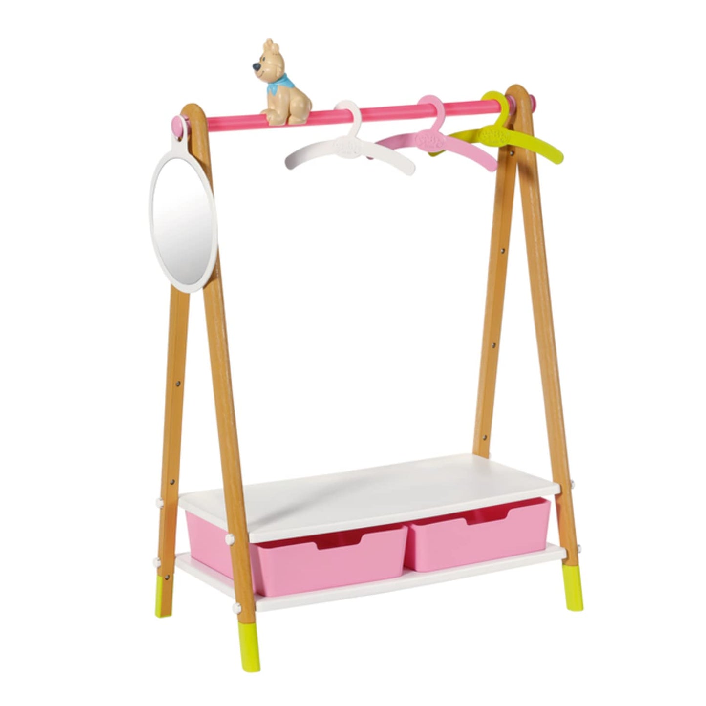 Zapf Creation 830000 BABY born Clothes Stand - Doll Clothes Rack with Wood-look and Accessories, Multicolored