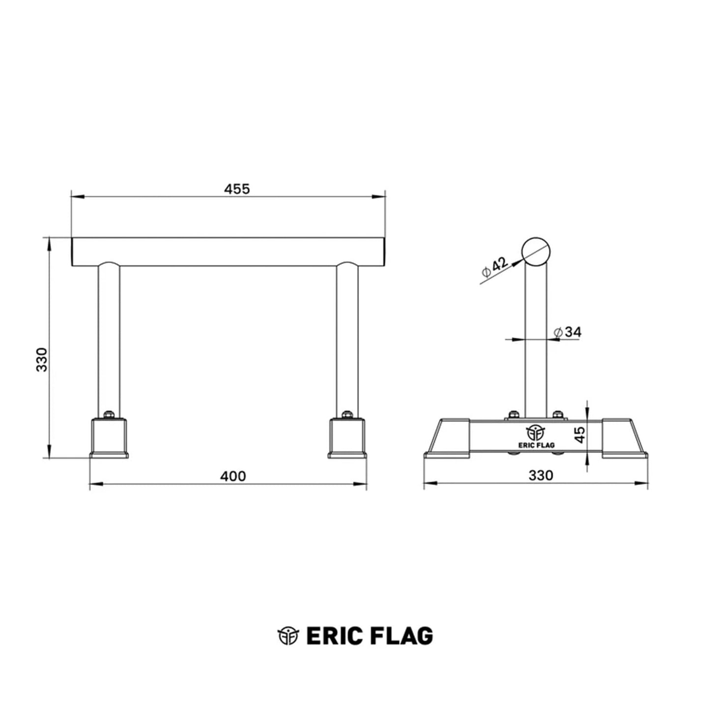 Eric Flag - Parallettes Push Up Bars, Parallettes Calisthenics Steel Non-Slip - Calisthenics Equipment for Gym, Strength Training, Bodyweight - Handstand Bars (Square Style)