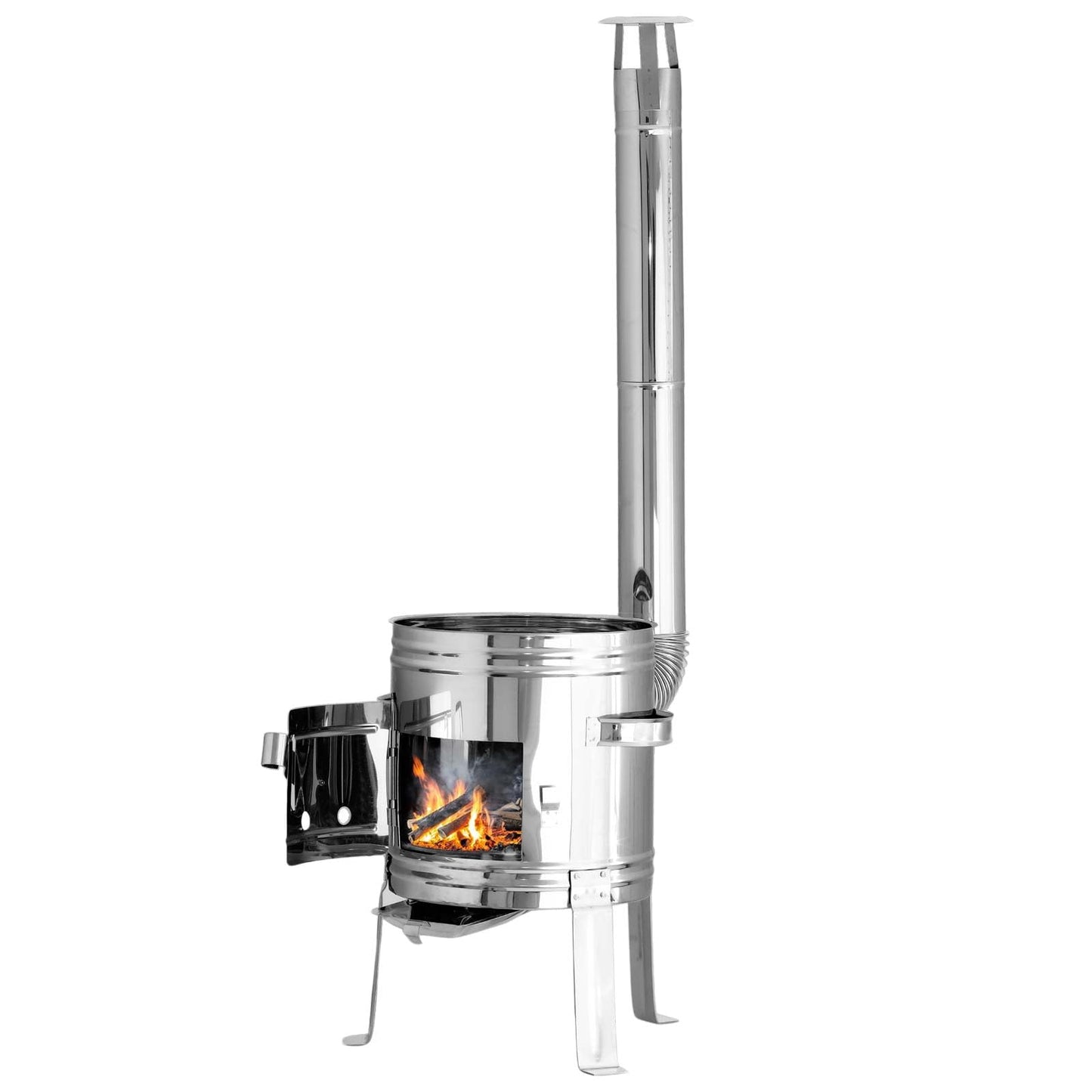 38 cm chimney with 12L cauldron; stainless steel Uchag with chimney; camping stove, fire pit, goulash cauldron, wok, one-pot stove, Hungarian kettle, pot for field kitchen.