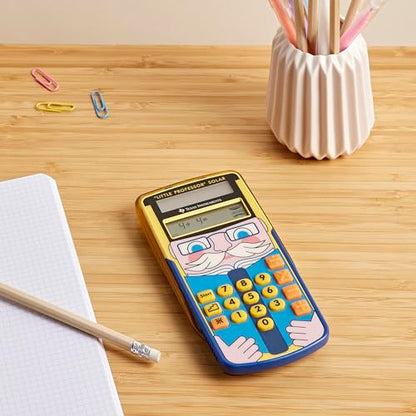 Texas Instruments Little Professor Calculator (for preschool and elementary school, solar powered, with 80,000 math problems) yellow-blue.