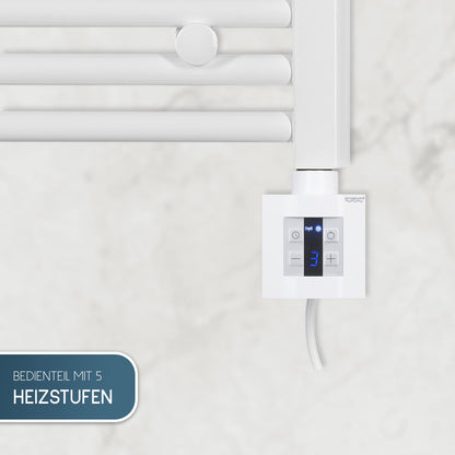 anapont electric bathroom radiator 775x400 - white straight - timer function - towel radiator - electric bathroom heating - towel heater - Made in Germany