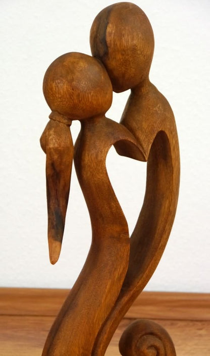 Sculpture of love and security, wooden figurine, statue, couple in love, decorative figure, (handmade)