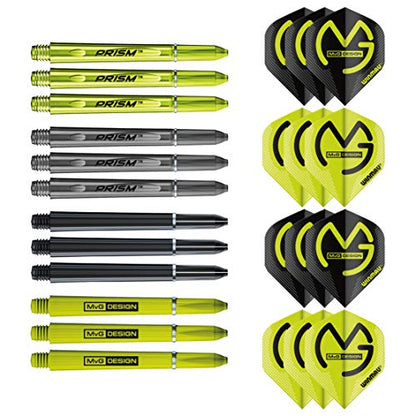 WINMAU MvG Mighty Mike Dart Cabinet Set includes bristle dartboard, 2 sets of darts, and accessories, L, Black.