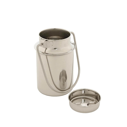 Stainless steel milk jug 2.5l - milk pitcher - for coffee milk sauces - 22cm tall - milk jug with lid - handle transport container - milk jug decoration - coffee pot - wine container