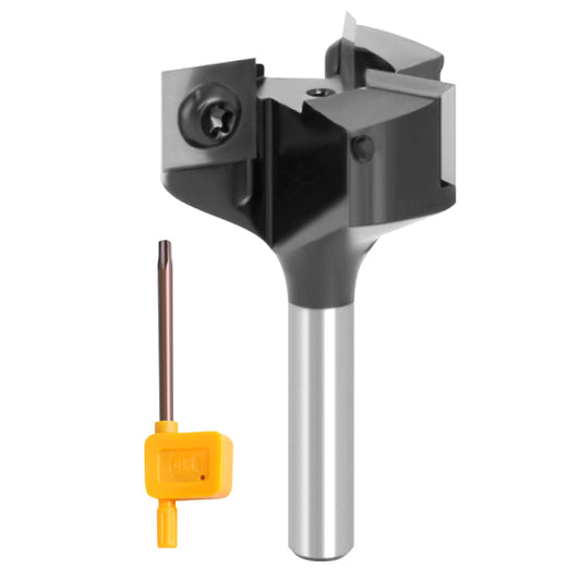 Sinoprotools planing cutter with 8mm shank, 3-edge insert cutter with 12mm carbide blades, diameter 39mm, for woodworking, CNC milling.