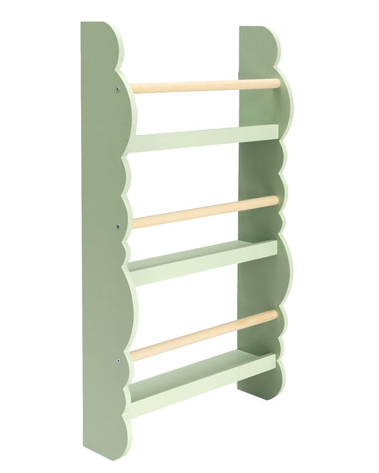 WOLTU Children's Bookshelf Wall, Book Organizer with 3 Shelves, Kids Shelf for Book Storage, Pine Wood E1 MDF Wall Shelf for Children's Room, Green