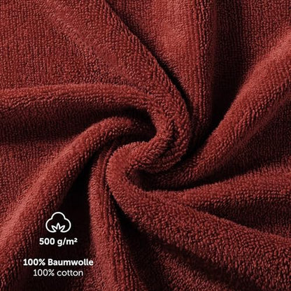 Blumtal Premium terry towels set 4 pieces 100% cotton - Oeko-TEX certified bath towel 2X (70x140 cm) + towel 2X (50x100 cm) - absorbent terry towel set - red towels