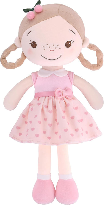 GAGAKU 40 cm Soft Fabric Doll, Guardian Angel Dolls, Baptism Gift for Baby Girls, Plush Toy, Lucky Charm for Children aged 3-5 Years (40cm Cherry Girl)