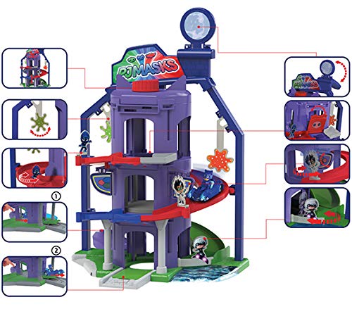 Jada Majorette SMY203145002 PJM Garage with Quarter General + 4 Vehicles PJ Masks Pyjamasques Miniature Cars Box, Multicolor