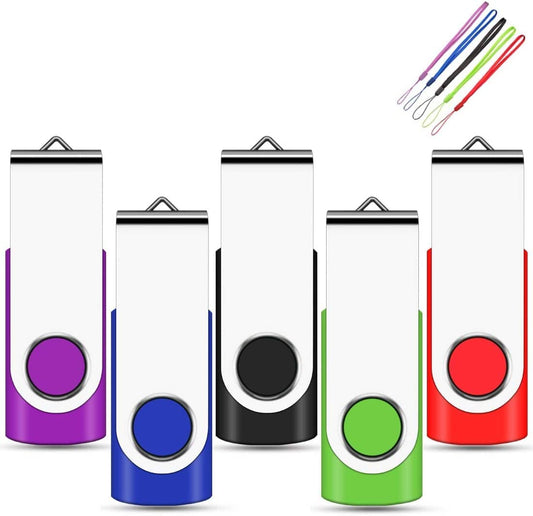 32GB USB Flash Drive 5 Pack Multicolor USB 2.0 Memory Stick USB Sticks Data Storage Multicolor