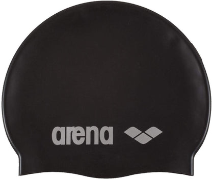 ARENA Unisex Competition Training Aid Hand Paddle Vortex, Silver-Black (15), M & Unisex Swim Cap Classic Silicone (Reinforced Edge, Soft), Black-Silver (55), One Size
