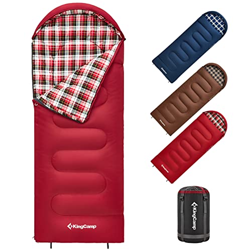 KingCamp sleeping bag Flannel 3-4 seasons, adult sleeping bag, cotton warm blanket sleeping bag portable lightweight, waterproof camping sleeping bag for trekking travels, hiking