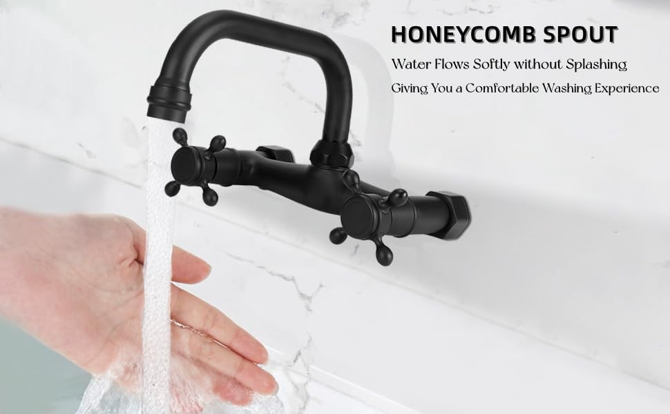 Tomotato Bathtub Faucets, Wall Mounted Bathtub Double Handle Hot and Cold Water Faucet 360° Rotatable Faucet for Shower and Bathtub (Type A)