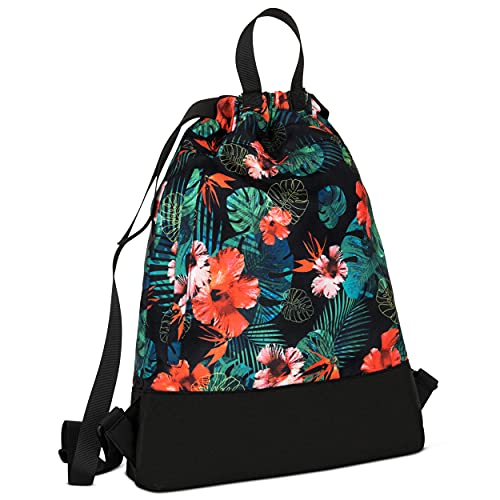 LARKSON Gym Bag Women & Men Flower Pattern - No. 7 - Backpack for Women for Sports and Festivals - Small Backpack with Inner Pocket - Outer Pocket for Quick Access