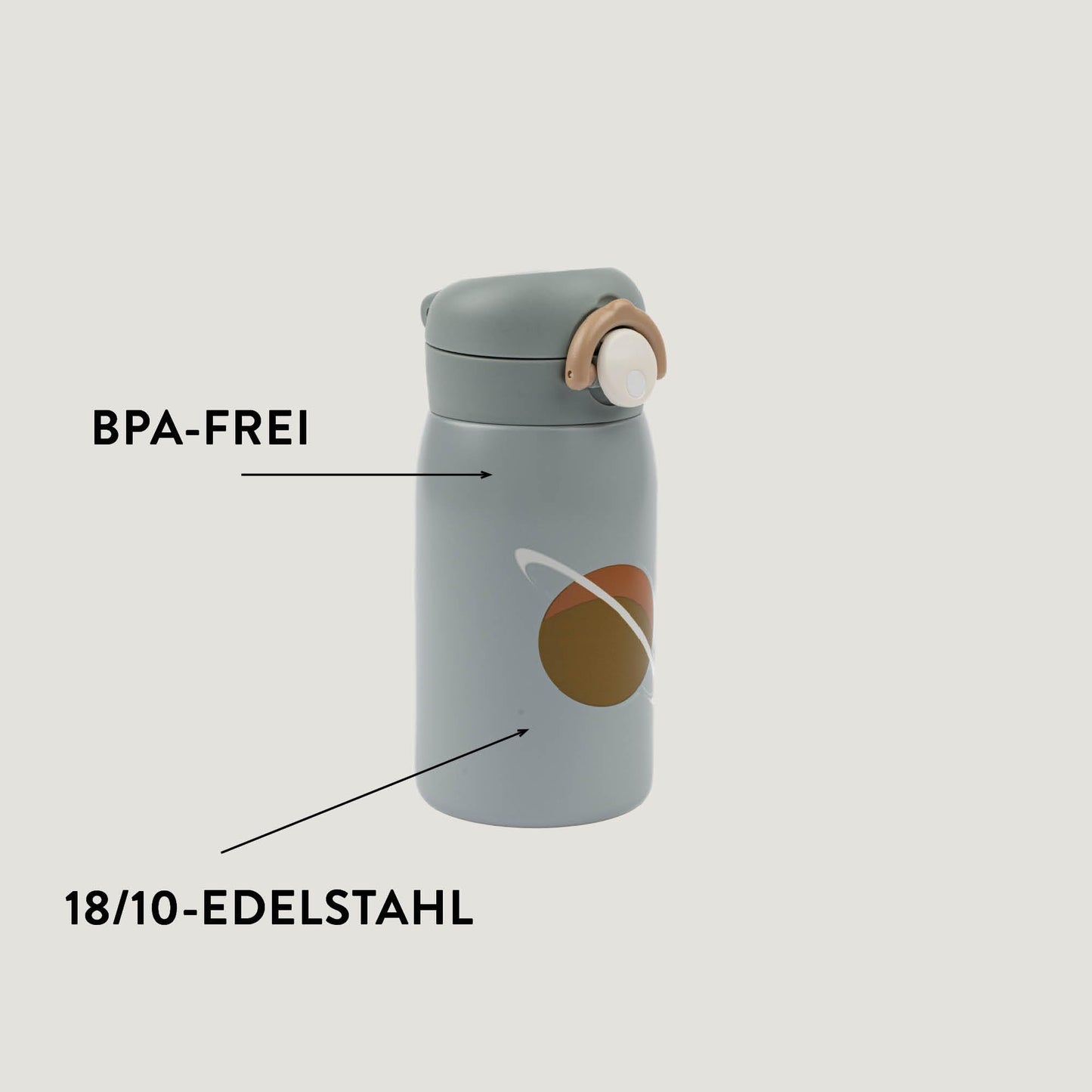 Fabelab water bottle for kids 320 ml | Kids water bottles with planet design | Stainless steel BPA-free water bottle | School leak-proof water bottle