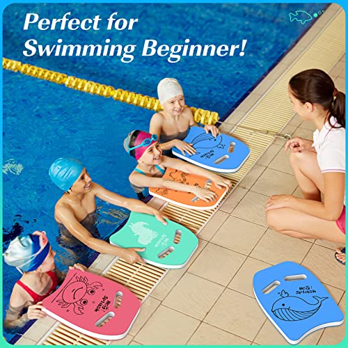 HeySplash Swimming Kickboard for Kids with Handles and Cartoon Pattern, suitable for children aged 3-6. Great for swimming training and learning different swimming styles. Color: Ice Blue.
