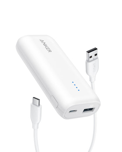 Anchor 321 Powerbank (PowerCore 5K), 5200mAh external battery, Compatible with iPhone 12 and 13 series, Google Pixel, LG, and more (No power adapter)(White)