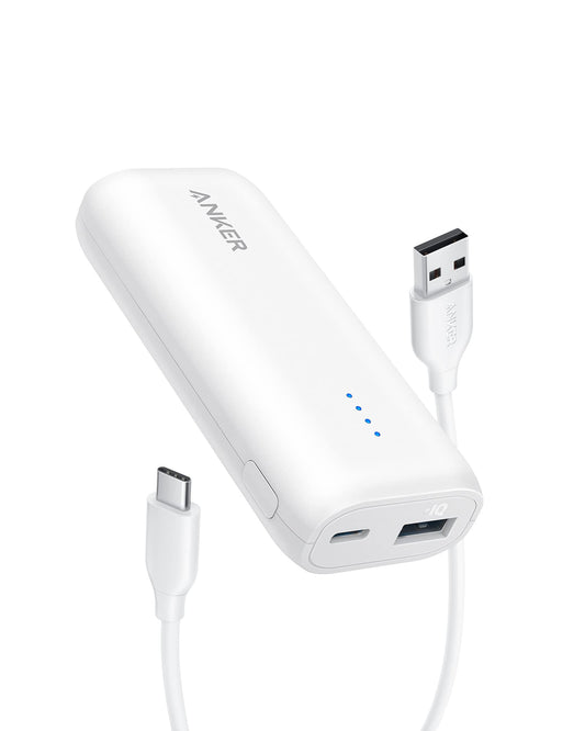 Anchor 321 Powerbank (PowerCore 5K), 5200mAh external battery, Compatible with iPhone 12 and 13 series, Google Pixel, LG, and more (No power adapter)(White)