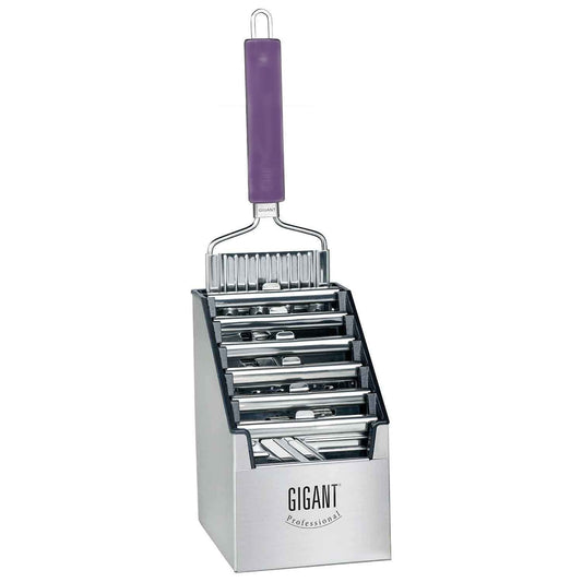 4-in-1 Vegetable Slicer Giant Multi Cutter Muxel's Super Mega Set with 6 additional inserts in the convenient multi-box + lilac multi peeler.