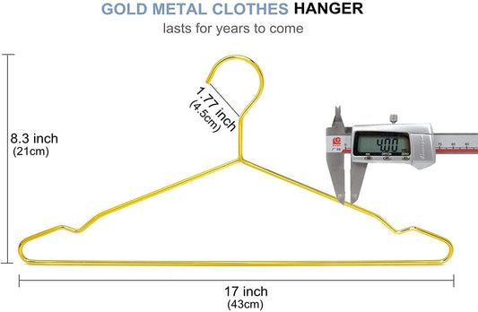 Amber Home 20 Pack 43cm Gold Iron Hangers, Metal Hangers with Non-Slip Groove for Suit T-Shirt Shirt Jacket Dress Pants, Sturdy and Durable