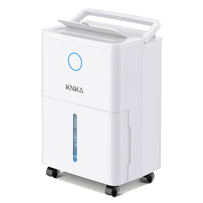 KNKA Dehumidifier, 9L/T, Quiet Electric Dehumidifier, Room Dehumidifier with Drain Hose, Removable Casters, Child Lock, 24H Timer, 60m³ (25m²), for Bedroom, Bathroom, and Laundry Room