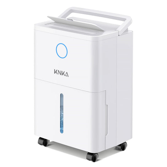 KNKA Dehumidifier, 9L/T, Quiet Electric Dehumidifier, Room Dehumidifier with Drain Hose, Removable Casters, Child Lock, 24H Timer, 60m³ (25m²), for Bedroom, Bathroom, and Laundry Room