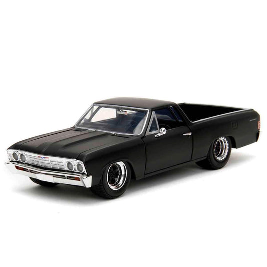 Jada Toys Fast and Furious Car EL Camino (1:24, black) - Chevrolet EL Camino 1967 from Fast & Furious 10 movie, Die Cast Car for ages 8 and up with opening parts, 19cm