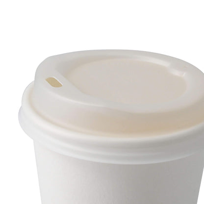 BIOZOYG Coffee To Go lid for cups Ø 80mm I 1000 lids for paper cups made of CPLA bioplastic 100% biodegradable, compostable, recyclable I Flat white lid with drinking hole