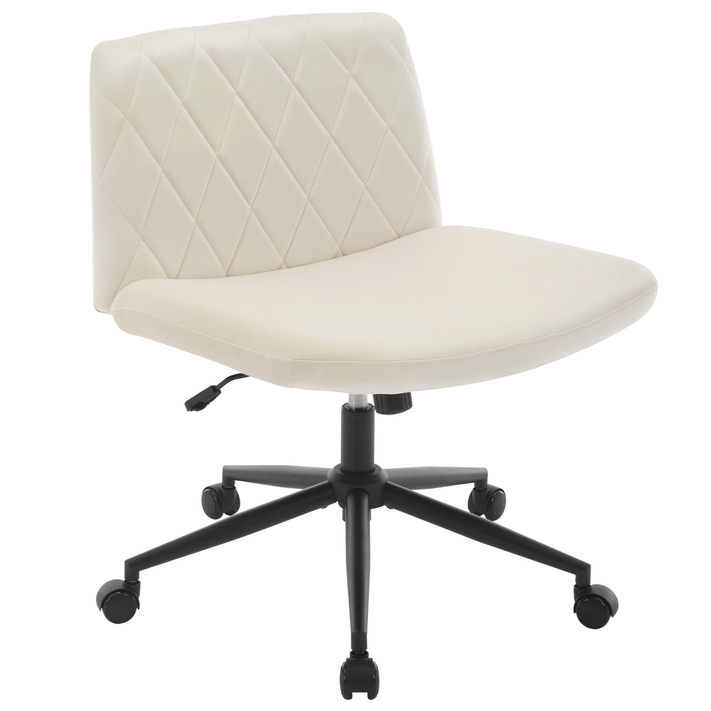 WOLTU office chair armless, desk chair wide seat, swivel chair height adjustable, ergonomic seat cross-legged, reading chair 150 kg capacity, velvet, Beige BS160cm.