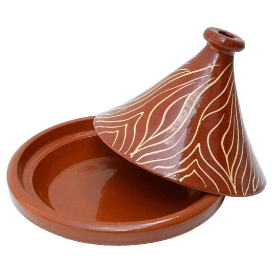 Moroccan Tagine, Round, Ø 30 cm, glazed for cooking for 4-5 people, clay pot, garden pot, stew pot, Handmade Marrakech, Oriental, Arabic, toxin-free clay, tagine pot from Morocco.