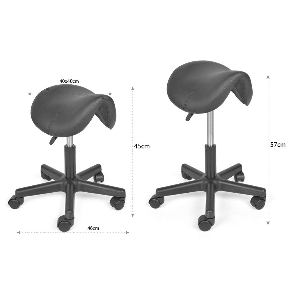Mingone Saddle Stool Ergonomic Work Stool Height Adjustable Office Stool with Casters Saddle Chair 360° Swivel Stool for Office, Study Room, Studio, Black