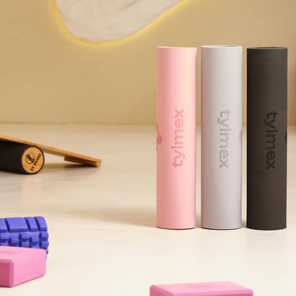 Tylmex Yoga Mat TPE non-slip 6mm | Eco-friendly fitness mat for yoga, pilates & workout | Exercise mat 183x61cm with carrying strap & online exercise guide - Pink