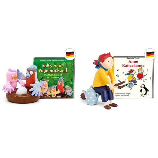 Tonies 10000240 audio characters for the Toniebox - approx. 36 minutes for ages 3 and up - German & 01-0112 audio characters for the Toniebox: Anne COFFEEPOT figure with 12 children's songs - approx. 40 minutes - for ages 4 and up - GERMAN