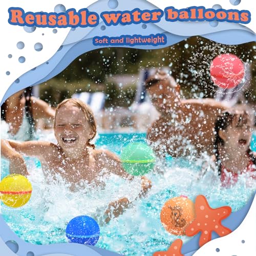Betensh Reusable Water Balloons 5 Pack, Magnetic Water Balloons, Outdoor Water Toys for Summer Party, Water Park