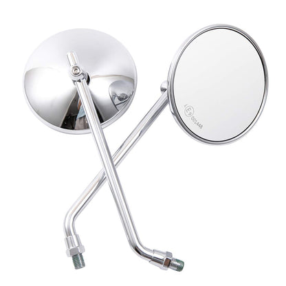 Motorcycle Rearview Mirror Round Universal CNC Aluminum Side Mirror for Motorcycle Bike Cafe Racer Chopper Bobber (Silver)