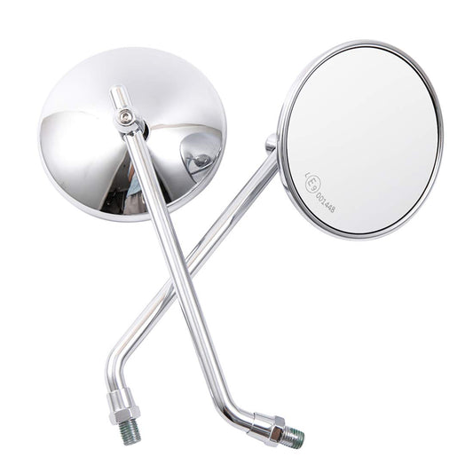 Motorcycle Rearview Mirror Round Universal CNC Aluminum Side Mirror for Motorcycle Bike Cafe Racer Chopper Bobber (Silver)