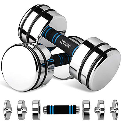 Steel Dumbbells - Ultra-compact Adjustable Dumbbells 2x5kg (2.5kg/3.5kg/4kg/5kg) with Foam Grip - Innovative Steel Dumbbell for Home Use (High Gloss Version 5kg×2)